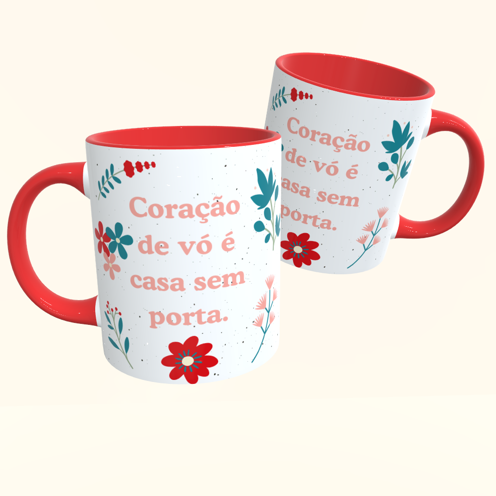 Caneca de Cerâmica Coração de Vó