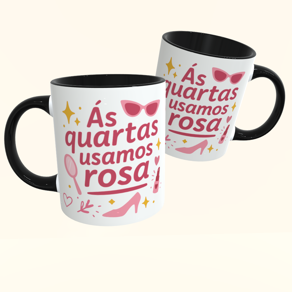 Caneca de Cerâmica Às Quartas Usamos Rosa